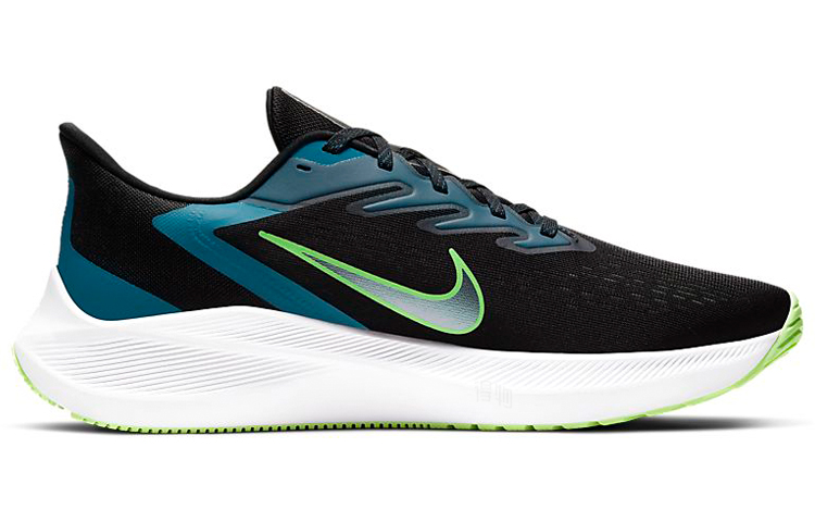 Мужские кроссовки Nike Zoom Winflo 7 (черно-сине-зеленые) — фото 2