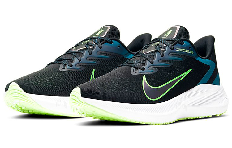 Мужские кроссовки Nike Zoom Winflo 7 (черно-сине-зеленые) — фото 3