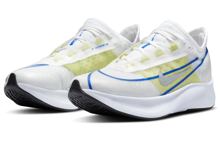 Женские кроссовки Nike Zoom Fly 3 (бело-сине-желтый) — Белый / синий / жёлтый — фото 3