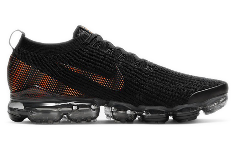 Мужские кроссовки Nike VaporMax Flyknit 3.0 (черно-оранжевые) — фото 2
