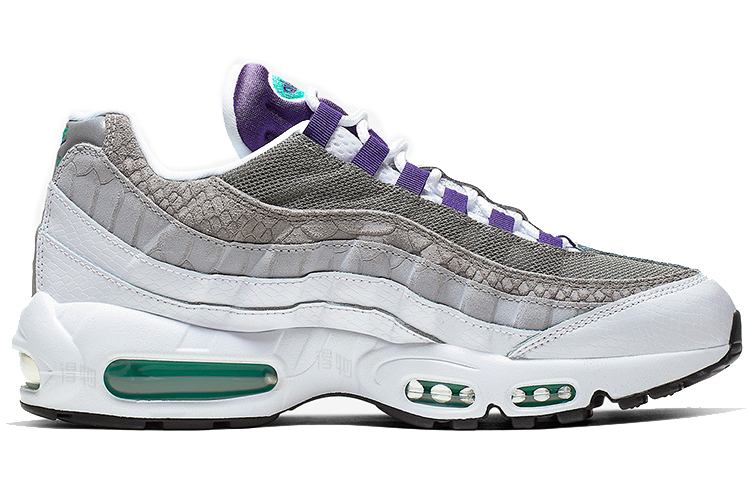 Мужские кроссовки Nike Air Max 95 (фиолетовый / серый / белый / зеленый) — Фиолетовый / серый / белый / зелёный — фото 2