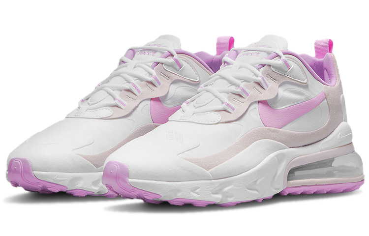 Женские кроссовки Nike Air Max 270 React (бежево-пурпурные) — 淡紫/灰/白 — фото 3