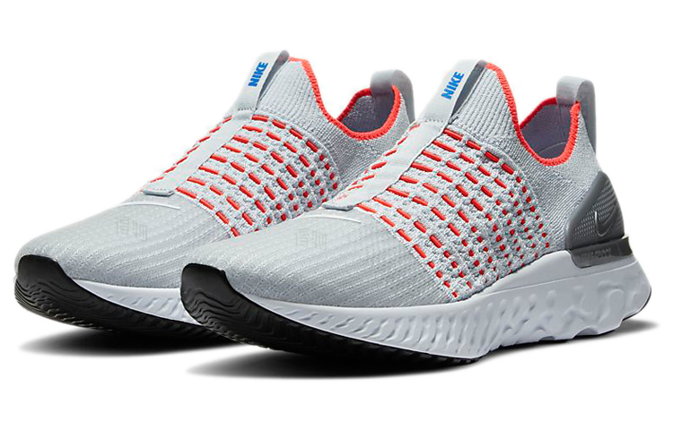 Мужские кроссовки Nike React Phantom Run Flyknit 2 (серо-красные) — фото 3