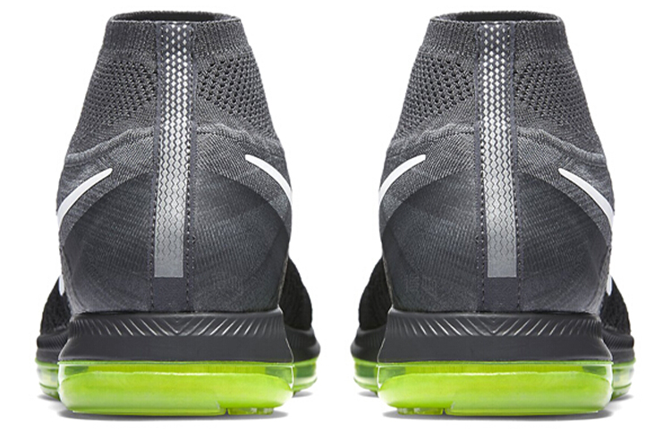 Мужские кроссовки Nike All Out Flyknit (черно-зеленые) — 黑/白/冷灰 — фото 4