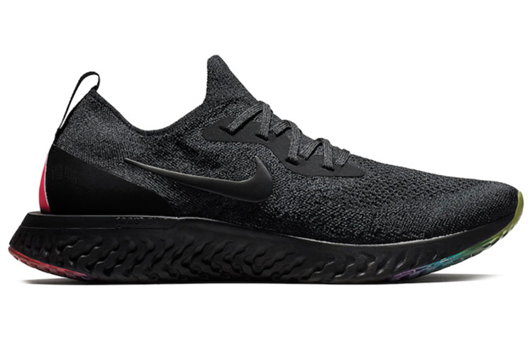 Кроссовки Nike Epic React Flyknit 1 (черно-розовые) — 黑/彩虹 — фото 2