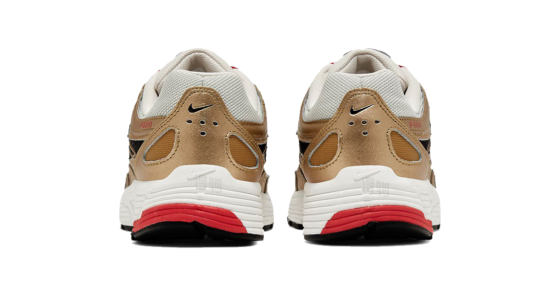 Женские кроссовки Nike P-6000 (бело-золото-красные) — Белый / золотой / красный — фото 4