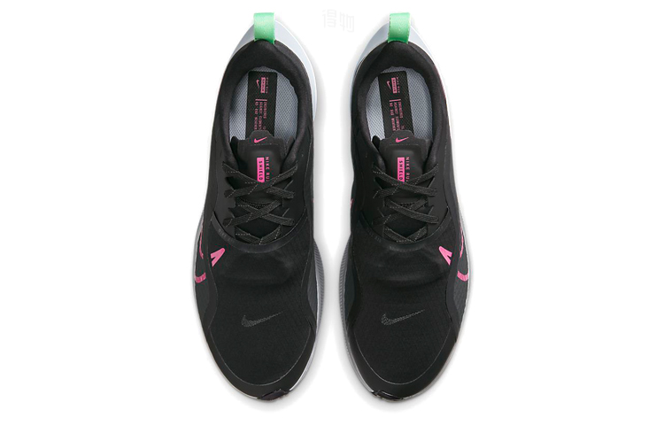Мужские кроссовки Nike Pegasus 37 shield (черные) — Чёрный / розовый / зелёный — фото 4