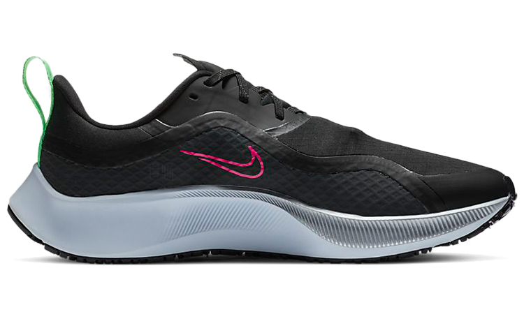 Мужские кроссовки Nike Pegasus 37 shield (черные) — Чёрный / розовый / зелёный — фото 2