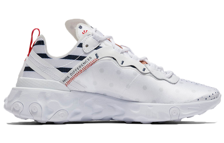 Женские кроссовки Nike React Element 55 Premium (бело-красные) — фото 2