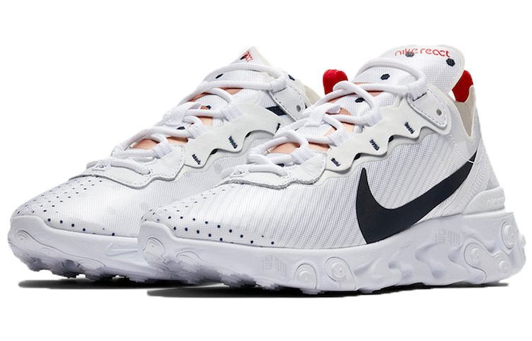 Женские кроссовки Nike React Element 55 Premium (бело-красные) — фото 3
