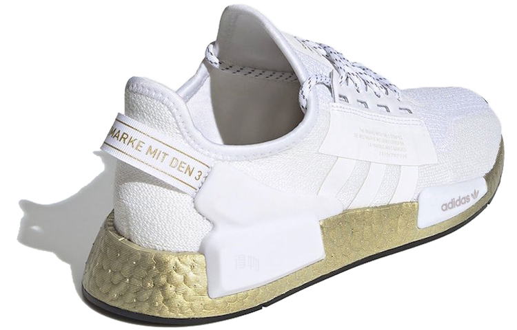 Женские кроссовки adidas originals NMD_R1 V2 (бело-золотые) — Белый / золотой — фото 3