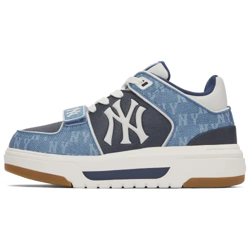 MLB Chunky Liner Synthetic Leather Height Increasing Mid top Casual Shoes Unisex Blue