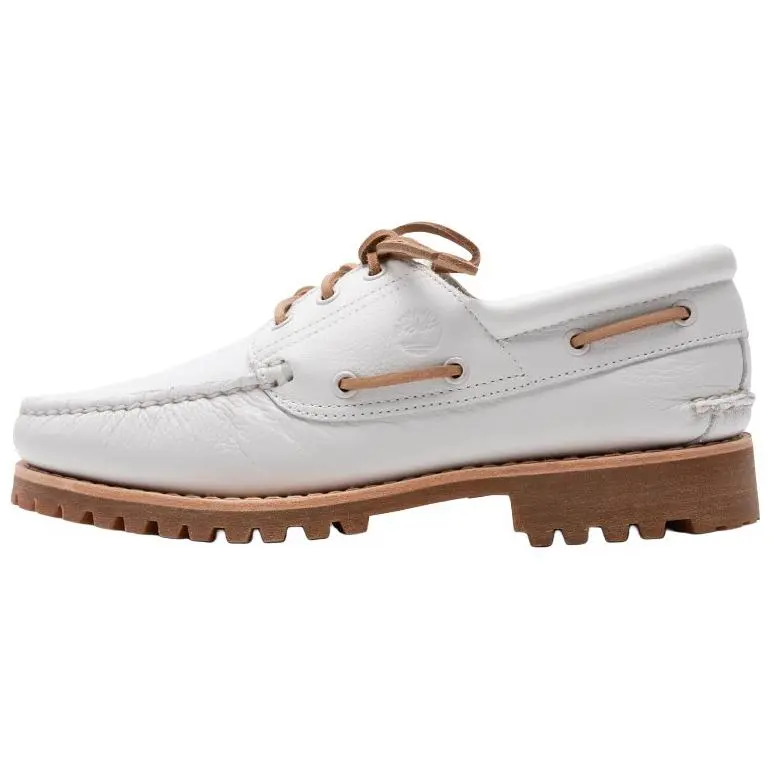 Timberland AUTHENTICS Top Grain Cow Leather Comfortable Cushioning Slip-Resistant Low-top Casual Shoes Men's White