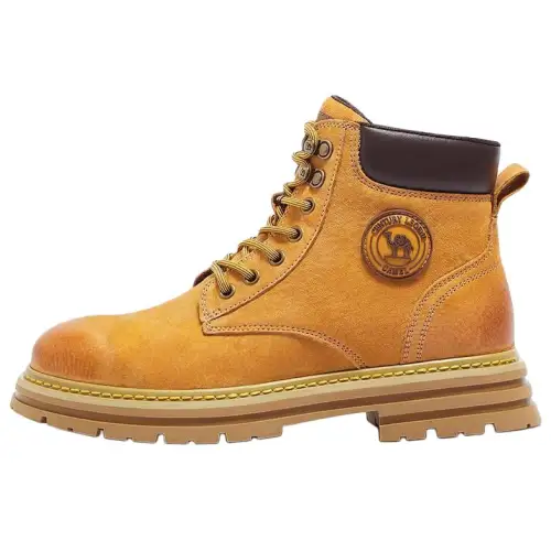 CAMEL Camel Shanze velvet warm rhubarb boots retro classic versatile mountain style outdoor non-slip wear-resistant thick sole heightening short Martin boots 4.5cm men's style
