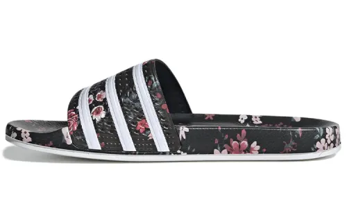 Adidas Originals Adilette Cozy Wear Resistant Black Unisex Slippers 'Black White Pink'
