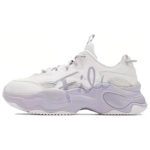 FILA FUSION BUBBLE Bubbles Shoes Cushioning Breathable Low top Casual Shoes Women's White Purple