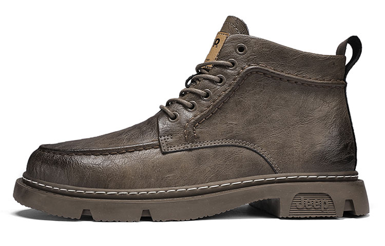 Jeep Microfiber Leather Short Combat Boots Men's Khaki