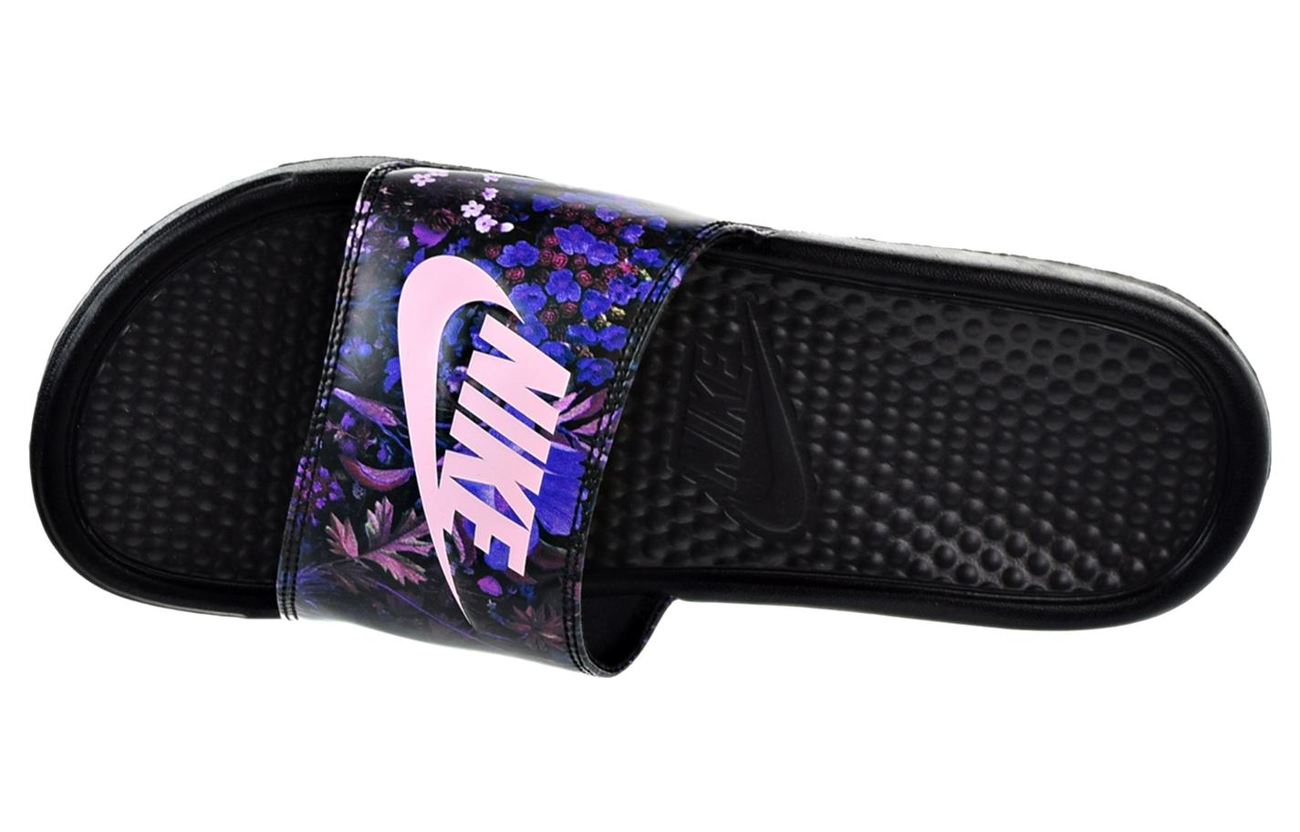 Женские шлепанцы Nike Benassi (черно-фиолетовые) — фото 3