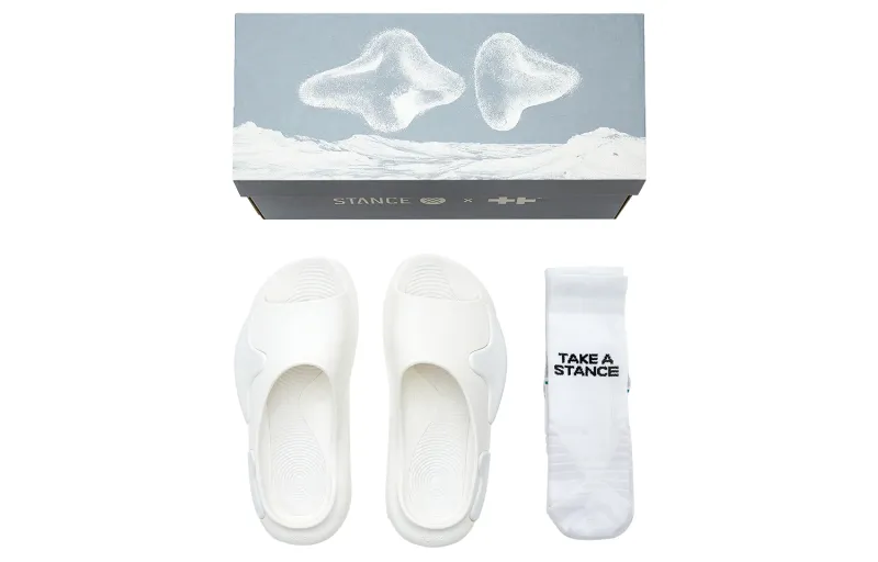 Stance x EQLZ EQUALIZER Simple Casual Oasis Slippers Silent One-line Slippers Same Style for Men and Women All White