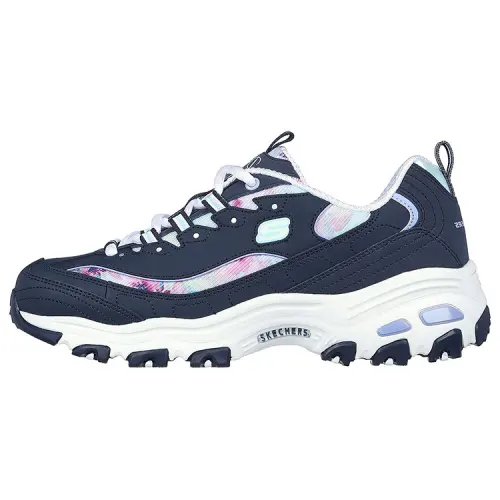 Skechers D'Lites 1.0 Textile, Synthetic Leather, Split Cow Leather Abrasion Resistant, Lightweight, Balanced