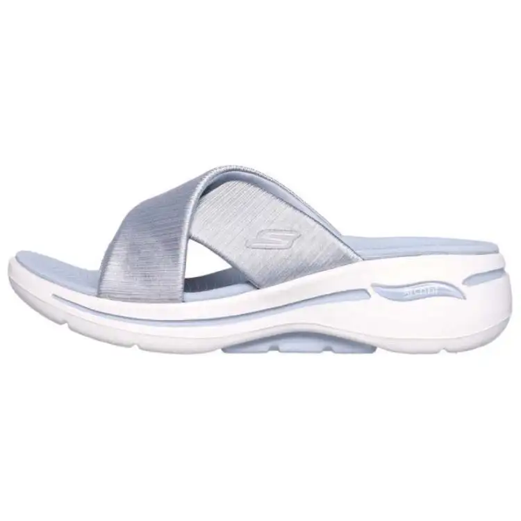 Skechers GO WALK Slide Slippers Women's Blue Silver