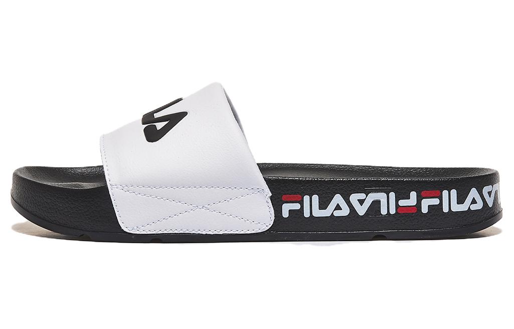 FILA Drifter Comfortable Round Toe Slide Slippers Unisex Black White