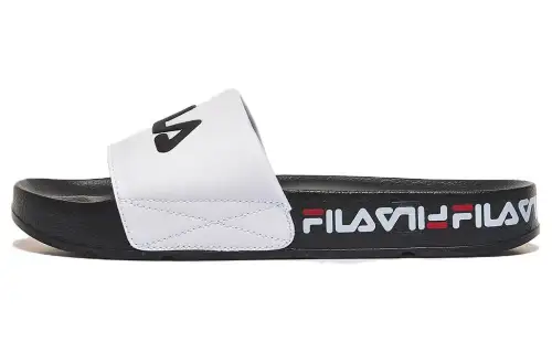 FILA Drifter Comfortable Round Toe Slide Slippers Unisex Black White