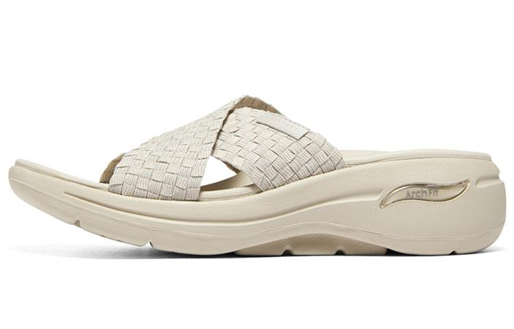 Skechers Go Walk Arch Fit Rubber Sole Slide Slippers Women's Natural