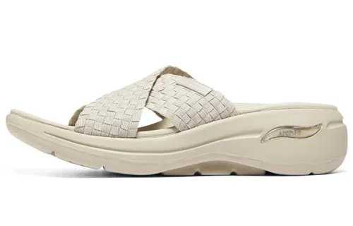 Skechers Go Walk Arch Fit Rubber Sole Slide Slippers Women's Natural