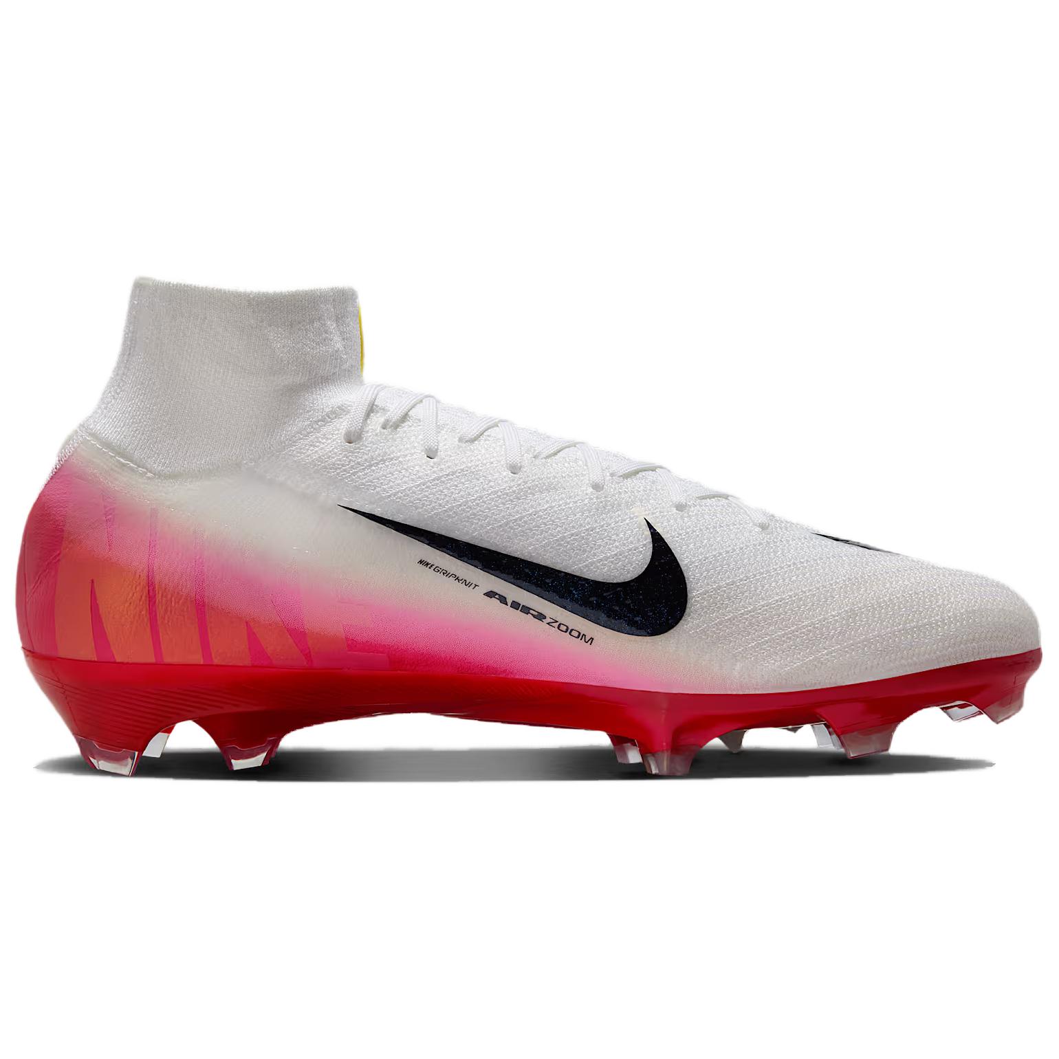 Nike Mercurial Superfly 10 FG Firm Ground Leather Soccer Shoes Unisex White Red