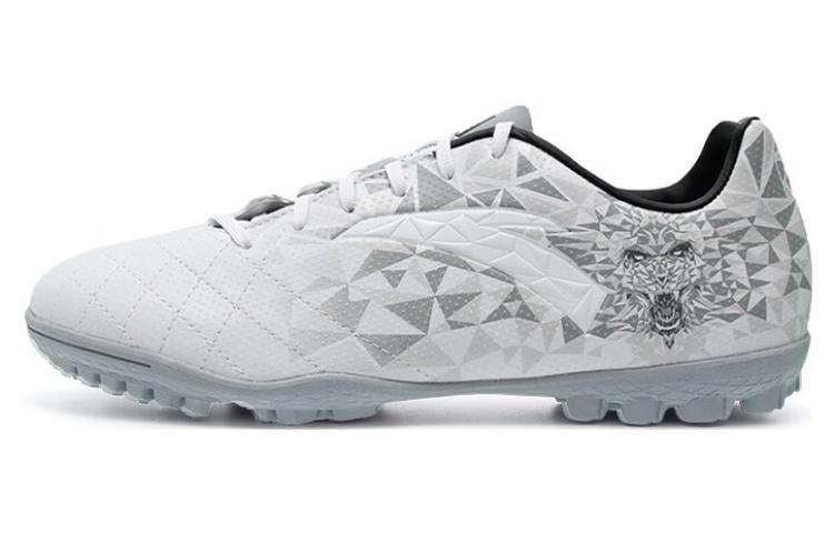 Anta TF Turf Artificial Turf Slip Resistant Abrasion Resistant Soccer Shoes Men’s White Gray