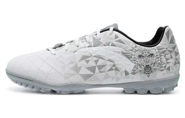 Anta TF Turf Artificial Turf Slip Resistant Abrasion Resistant Soccer Shoes Men's White Gray