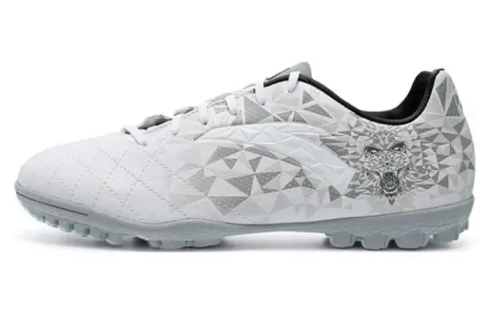 Anta TF Turf Artificial Turf Slip Resistant Abrasion Resistant Soccer Shoes Men's White Gray