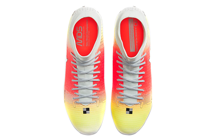 Мужские кроссовки Nike Mercurial Superfly 8 14 Academy MDS MG (серебристо-желтый) — 白/亮橙/金属银 — фото 4