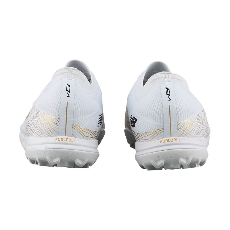New Balance Furon V8 TF Turf Abrasion Resistant Breathable Coverage Soccer Shoes Unisex White Gold Black