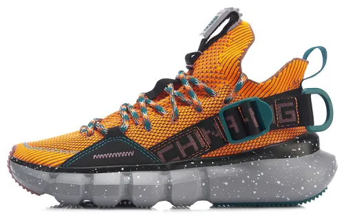 LiNing Essence 2.3 Shock Absorbers Slip Resistant Abrasion Resistant Low top Casual Shoes Women's Neon Glow Orange