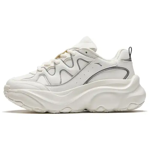 Anta Meow Shoes 5 Slip Resistant Cushioning Abrasion Resistant Low top Casual Shoes Women's White Silver