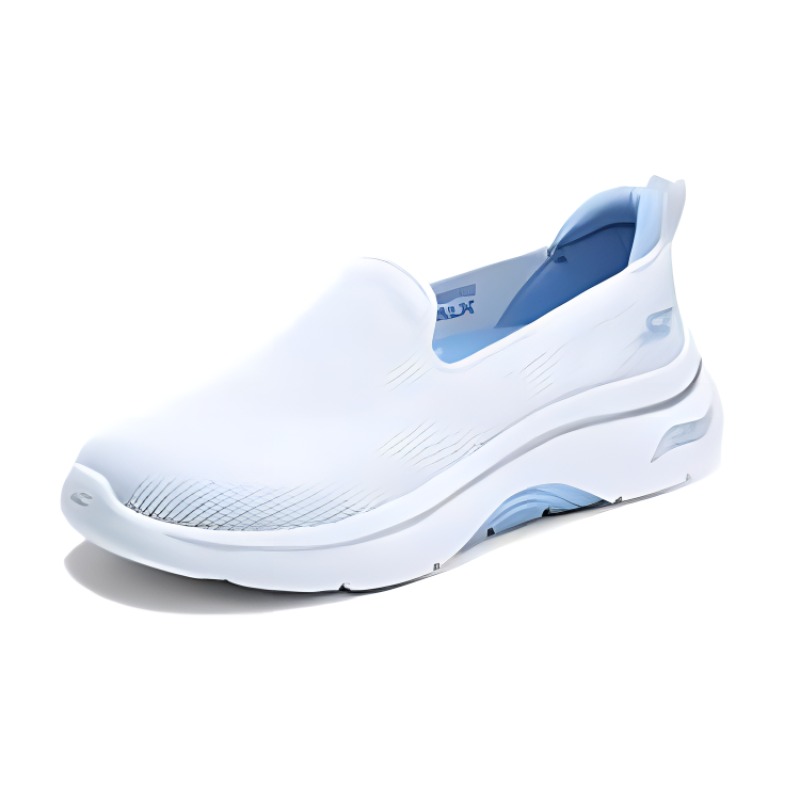 Skechers Mesh, Textile Cushioning Abrasion Resistant Breathable Low top Casual Shoes Women’s White Blue