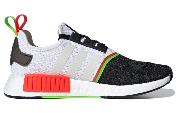 Кроссовки adidas originals NMD_R1 (бело-черно-красно-зеленые) — Белый / чёрный / красный / зелёный — фото 2