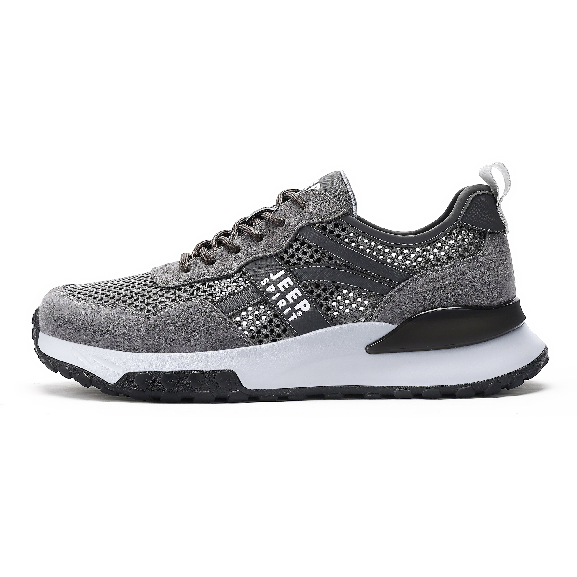 JEEP SPIRIT Abrasion Resistant Lightweight Wear resistant And Lightweight Low top Casual Shoes Men's Climbing Gray