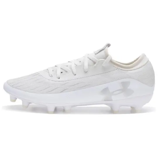 Under Armour FG Firm Ground Artificial Turf Abrasion Resistant Lightweight Soccer Shoes Unisex Gray White