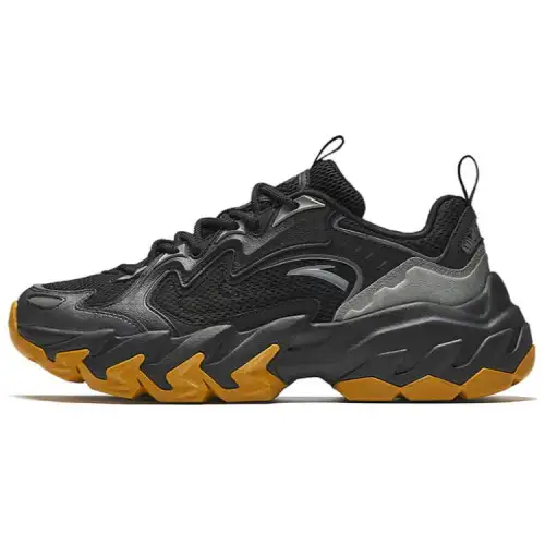 Anta Rock Textile, Synthetic Leather Slip Resistant Abrasion Resistant Low top Casual Shoes Men's Black Gray