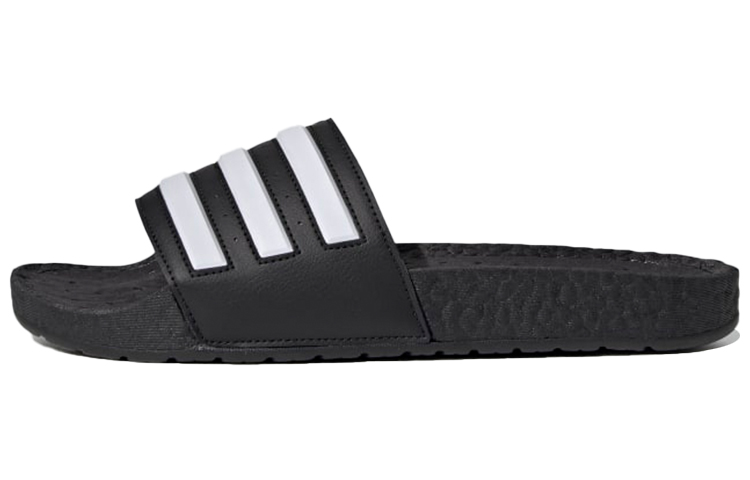 Adilette Boost Adidas Slides 'Black White Stripes'