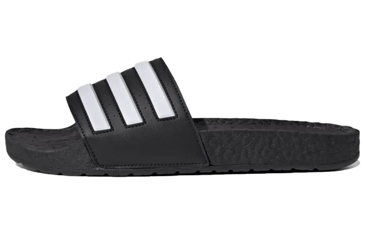 Adilette Boost Adidas Slides 'Black White Stripes'