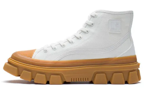 Li Ning CF Tracing Slip Resistant Abrasion Resistant High top Casual Shoes Unisex Ecru