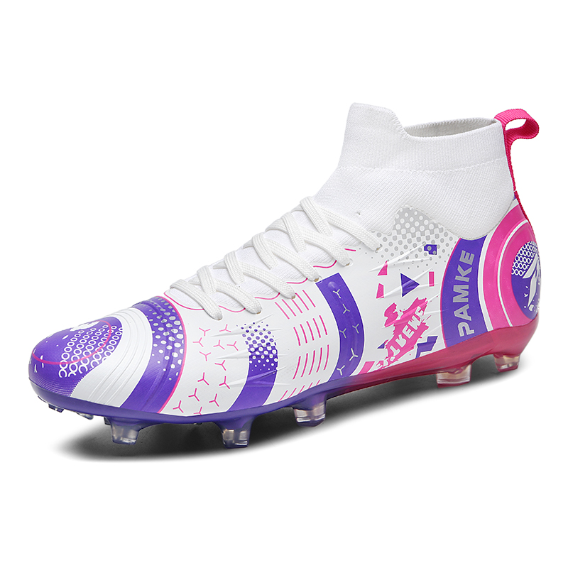 PANKE AG Artificial Ground Artificial Turf Soccer Shoes Unisex White Purple