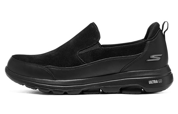 Skechers Go Walk 5 Synthetic Leather, Split Cow Leather Low top Casual Shoes Men’s All Black