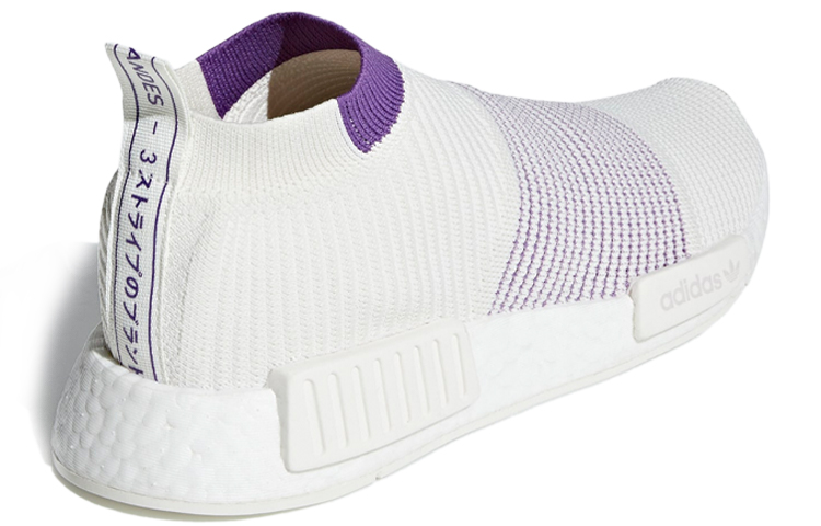 Женские кроссовки adidas originals NMD CS1 Primeknit (бело-фиолетовые) — Белый / фиолетовый — фото 4