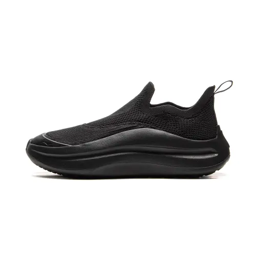 Li Ning Cloud Wave Slip On Cushioning Height Increasing Rebound Low top Casual Shoes Men's Night Black