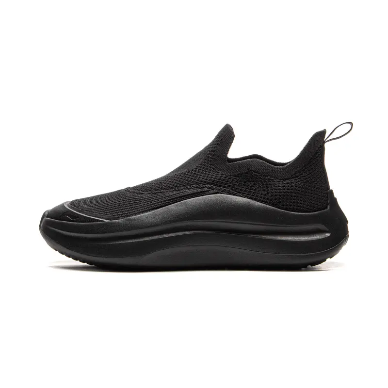 Li Ning Cloud Wave Slip On Cushioning Height Increasing Rebound Low top Casual Shoes Men's Night Black